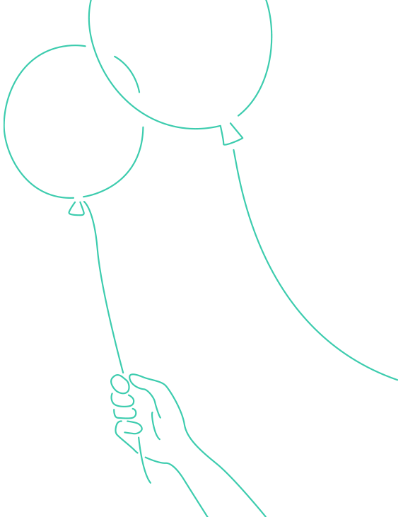 風船をつかむ手のイラスト